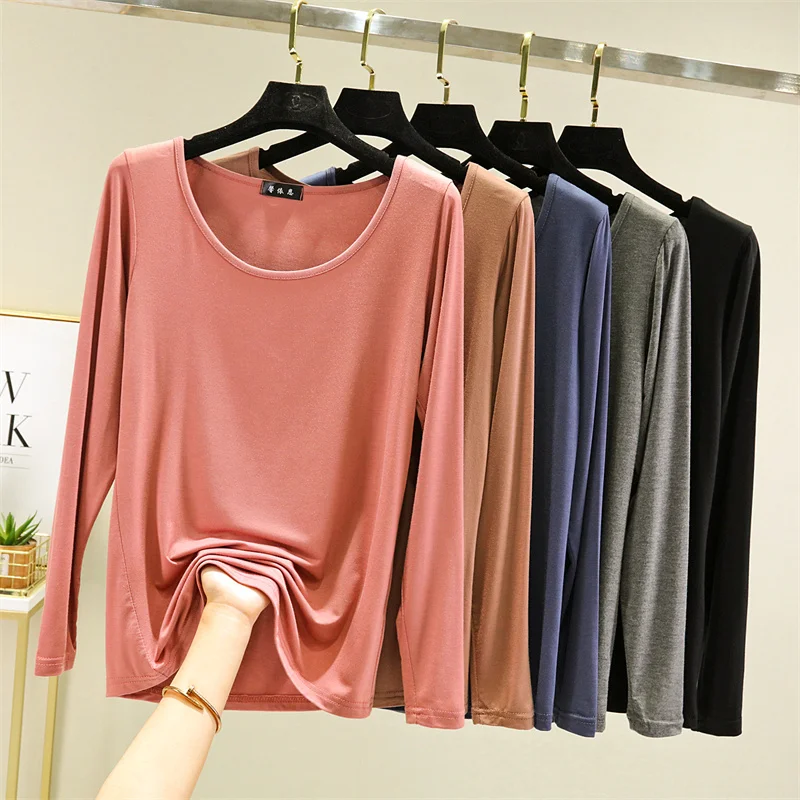 Loose Long Sve round Ne T-irt Women's Modal Spring Autumn Base irt Large Size Body irt Top Faion Korean Sle
Loose Long Sve round Ne T-irt Women's Modal Spring Autumn Base irt Large Size Body irt Top Faion Korean Sle