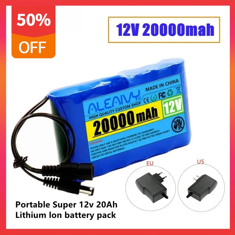 100%Super 12V 20000mAh Rechargeable Li-ion Battery Pack with Charger, 12.6V 20Ah High Capacity Power Supply for CCTV and Monitor
100%Super 12V 20000mAh Rechargeable Li-ion Battery Pack with Charger, 12.6V 20Ah High Capacity Power Supply for CCTV and Monitor