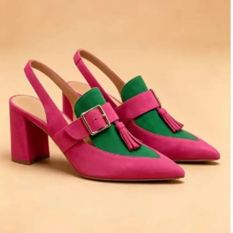 Women Pumps Strap Buckle Tassel Colorblock Shoes Pointed Toe Chunky Heels Women's Sandals
Women Pumps Strap Buckle Tassel Colorblock Shoes Pointed Toe Chunky Heels Women's Sandals