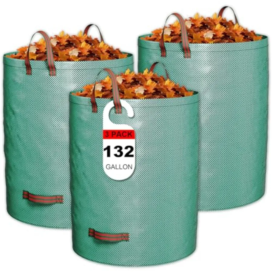 132 Gallon Reusable Yard Waste Bag, Heavy Duty, Upright Lawn Bags with 4 Reinforced Handles for Garden Leaves and Waste Collect
132 Gallon Reusable Yard Waste Bag, Heavy Duty, Upright Lawn Bags with 4 Reinforced Handles for Garden Leaves and Waste Collect