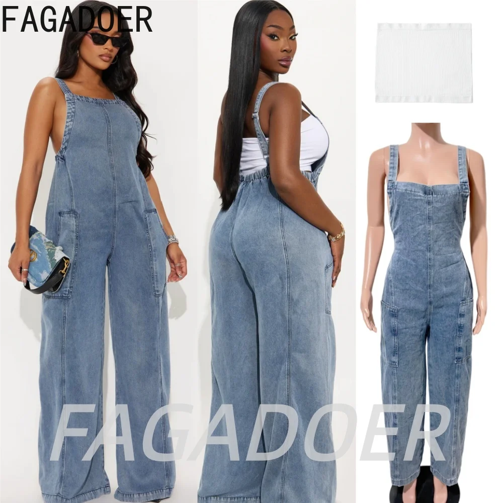 FAGADOER Fashion Denim Cargo Jumpsuits Cool Girl Streetwear Pocket Patchwork Loose Jean Romper Casual Playsuits (Give Away Tube)
FAGADOER Fashion Denim Cargo Jumpsuits Cool Girl Streetwear Pocket Patchwork Loose Jean Romper Casual Playsuits (Give Away Tube)