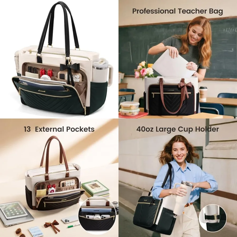 Laptop Tote Bag for Women, Work Bag Teacher Tote with Large Cup Holder, Quilted Nurse Diaper Bag for Travel, Computer Women's h
Laptop Tote Bag for Women, Work Bag Teacher Tote with Large Cup Holder, Quilted Nurse Diaper Bag for Travel, Computer Women's h