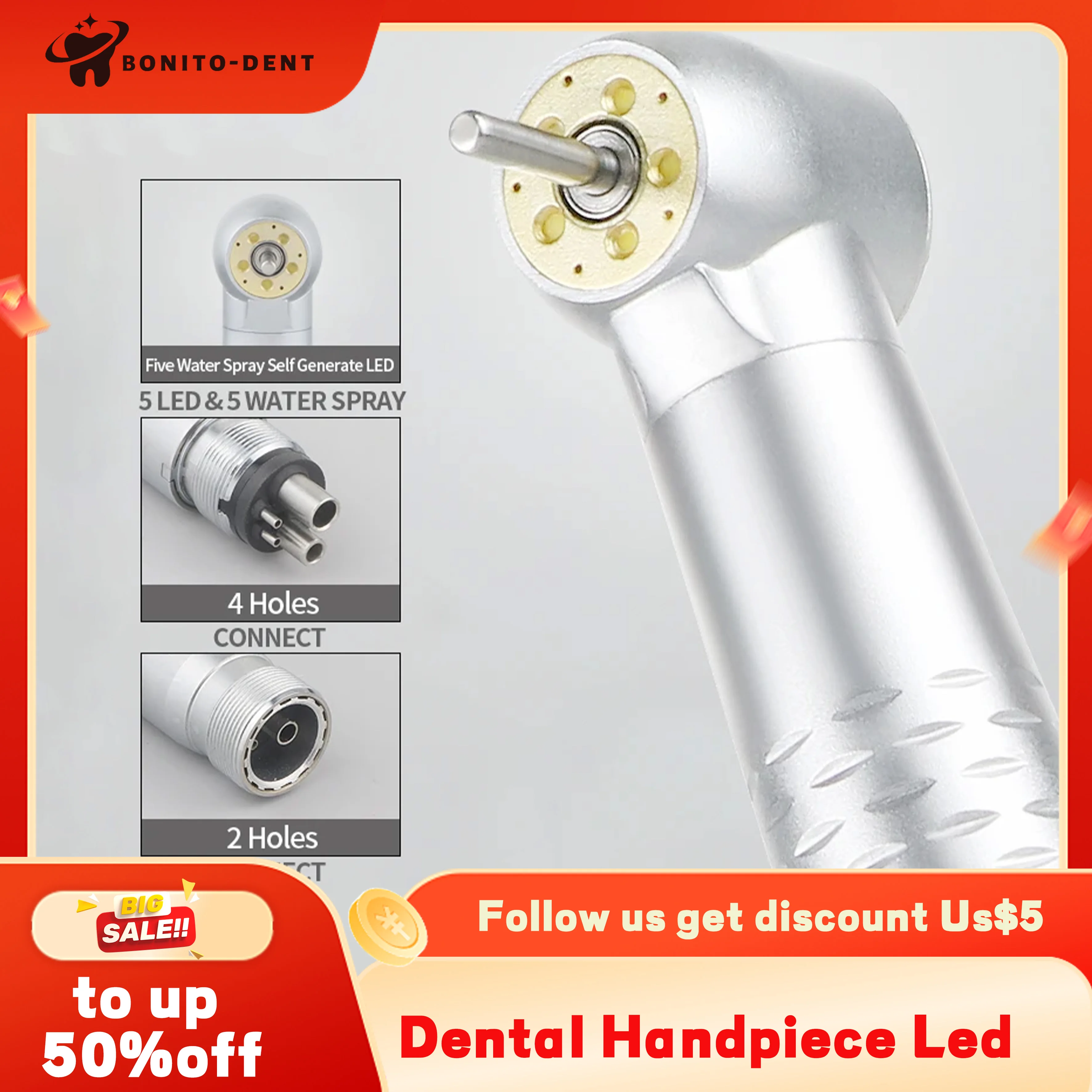 Dental Handpiece LED 5 Lights Water Spray High Rotation Pen Ceramic Bearing Push Button Dentistry Tool Accessories kit
Dental Handpiece LED 5 Lights Water Spray High Rotation Pen Ceramic Bearing Push Button Dentistry Tool Accessories kit