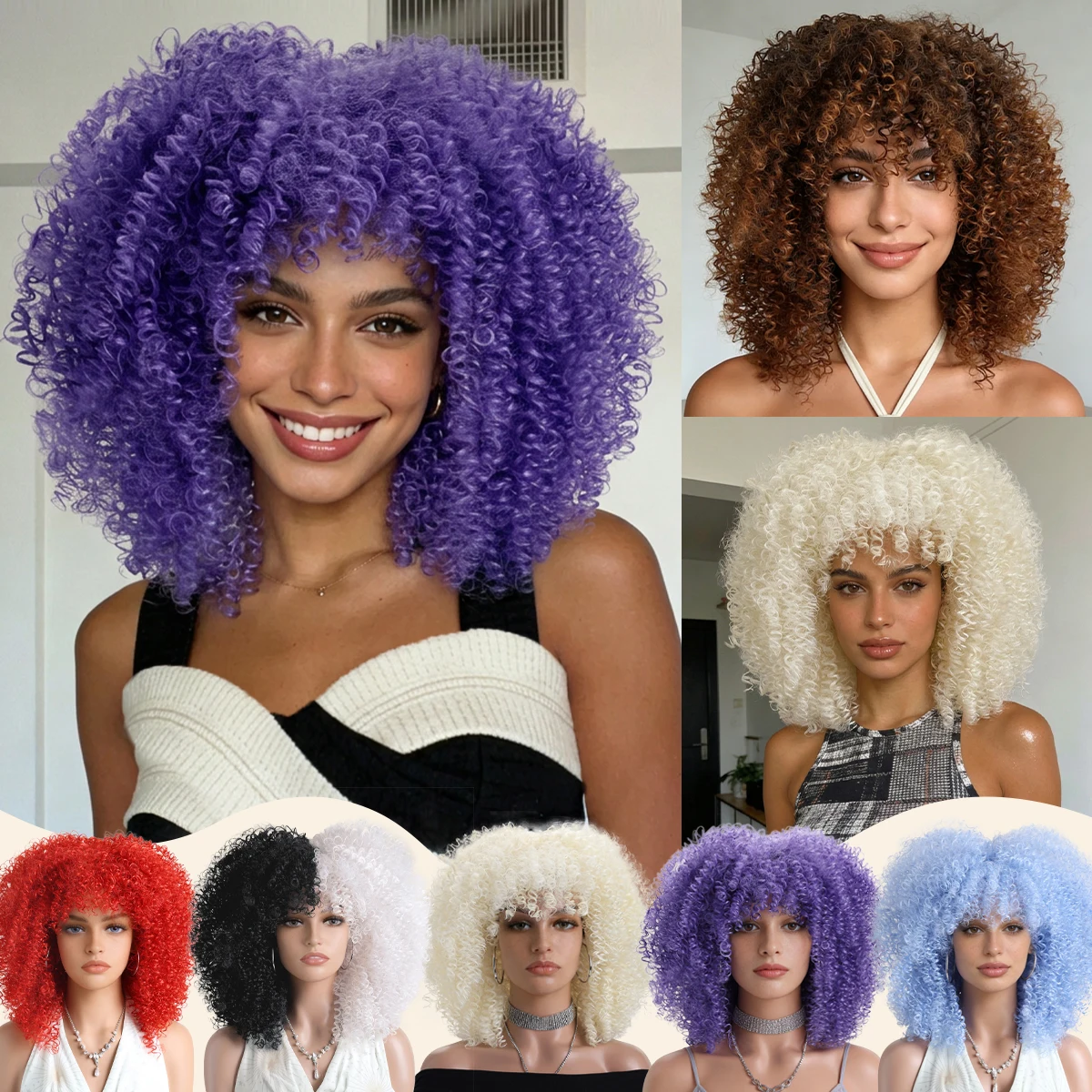 Fluffy Afro Kinky Curly Synthetic Wig for African Women Glueless Full Head Heat Resistant Fiber Hair Natural Bouncy Volume Light
Fluffy Afro Kinky Curly Synthetic Wig for African Women Glueless Full Head Heat Resistant Fiber Hair Natural Bouncy Volume Light