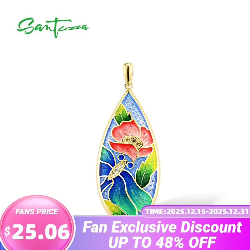 SANTUZZA Authentic 925 Sterling Silver Pendant For Women Yellow Nano CZ Red Flower Charming Party Fine Jewelry Handmade Enamel
SANTUZZA Authentic 925 Sterling Silver Pendant For Women Yellow Nano CZ Red Flower Charming Party Fine Jewelry Handmade Enamel