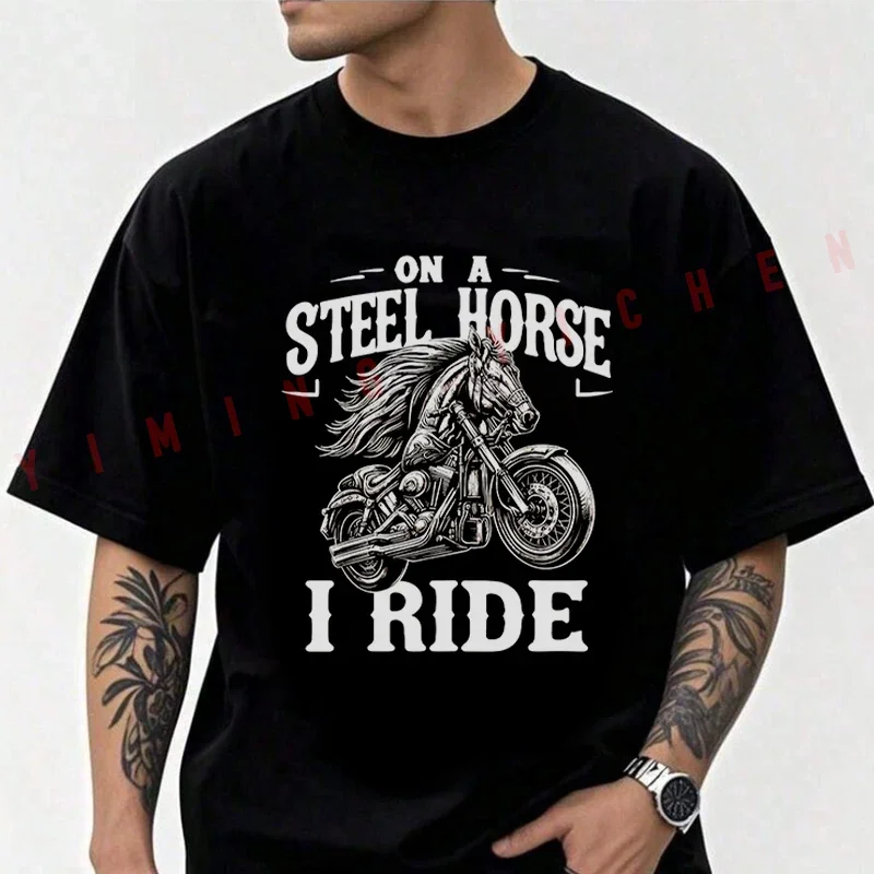 Motorcycle Engraved-Style On A Steel Horse I Ride Design Men's Fashion T-shirt Moto Cotton Casual Summer Short Sleeve Tops
Motorcycle Engraved-Style On A Steel Horse I Ride Design Men's Fashion T-shirt Moto Cotton Casual Summer Short Sleeve Tops