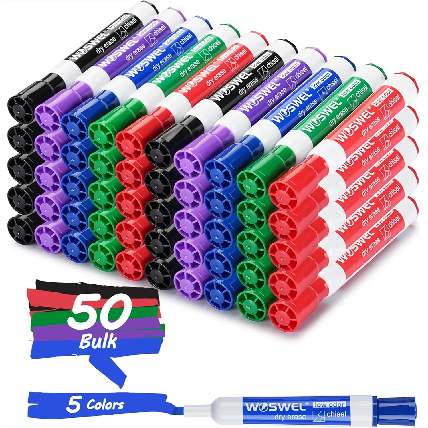 Dry Erase Markers Chisel Tip Low Odor 50 Pack 5 Assorted Colors For Teachers Classroom Office Home Use
Dry Erase Markers Chisel Tip Low Odor 50 Pack 5 Assorted Colors For Teachers Classroom Office Home Use