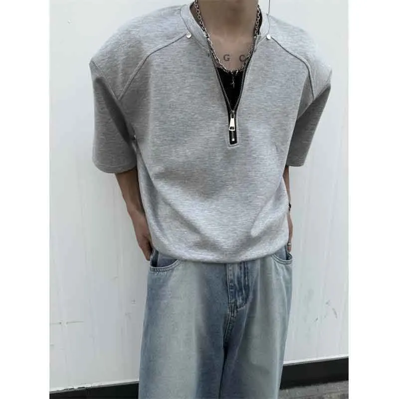 Summer Half Zip Men Short Sleeve T Shirts Fashion High Street Business Casual Personality 2xl Oversized Clothing Tops Black Grey
Summer Half Zip Men Short Sleeve T Shirts Fashion High Street Business Casual Personality 2xl Oversized Clothing Tops Black Grey