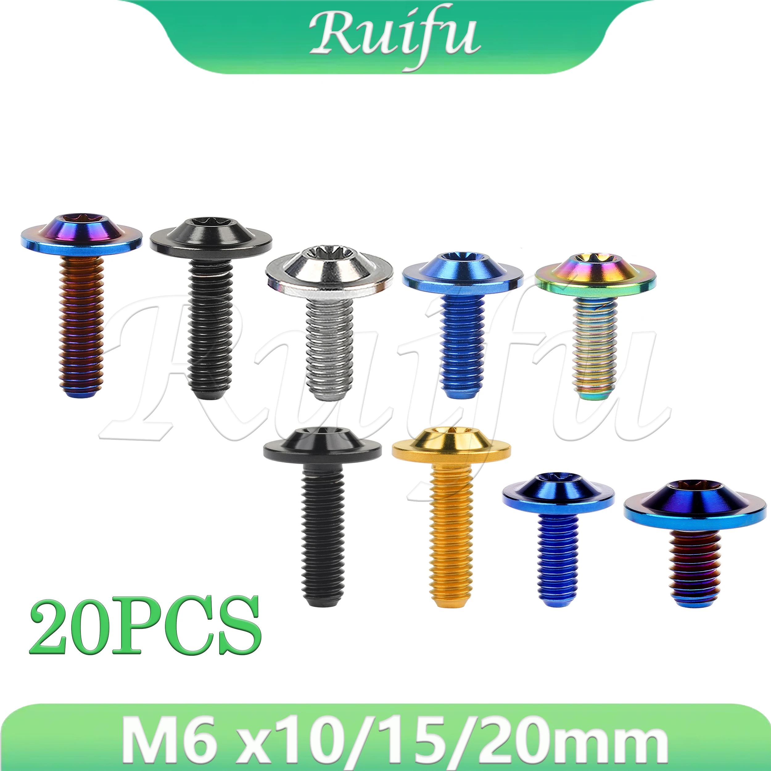 Ruifu Titanium Bolt 20PCS M6X10 15 20mm T30 Torx Head Screw for Motorcycle Fastener
Ruifu Titanium Bolt 20PCS M6X10 15 20mm T30 Torx Head Screw for Motorcycle Fastener