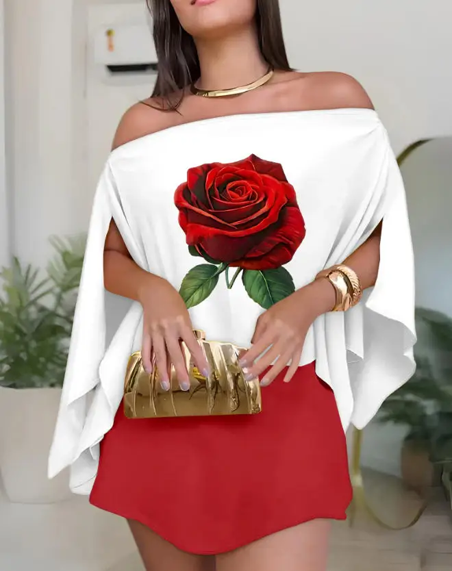 3 Pieces Outfit Floral Print Off Shoulder Split Sleeve Convertible Shoulder Top and Zipper Back Skorts Set with Bandeau
3 Pieces Outfit Floral Print Off Shoulder Split Sleeve Convertible Shoulder Top and Zipper Back Skorts Set with Bandeau