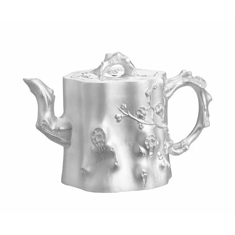 999 sterling silver teapot high-end tea set plum pile pot precious metal gift box set
999 sterling silver teapot high-end tea set plum pile pot precious metal gift box set