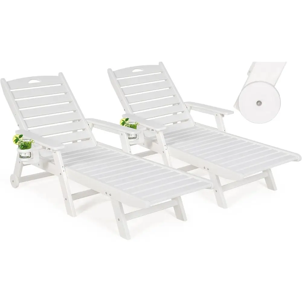 2-Piece Set High-Density Pool Lounge Chairs with Wheels, Cup Holder, and Adjustable Backrest, Supports Up to 400 lbs, Ideal for
2-Piece Set High-Density Pool Lounge Chairs with Wheels, Cup Holder, and Adjustable Backrest, Supports Up to 400 lbs, Ideal for
