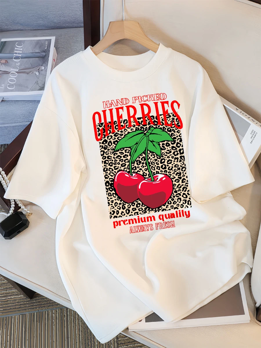Hand Picked Cherries Always Fresh Printing T-Shirt Women Crewneck T Shirts Summer Loose Clothes Multicolor Short Sleeve
Hand Picked Cherries Always Fresh Printing T-Shirt Women Crewneck T Shirts Summer Loose Clothes Multicolor Short Sleeve
