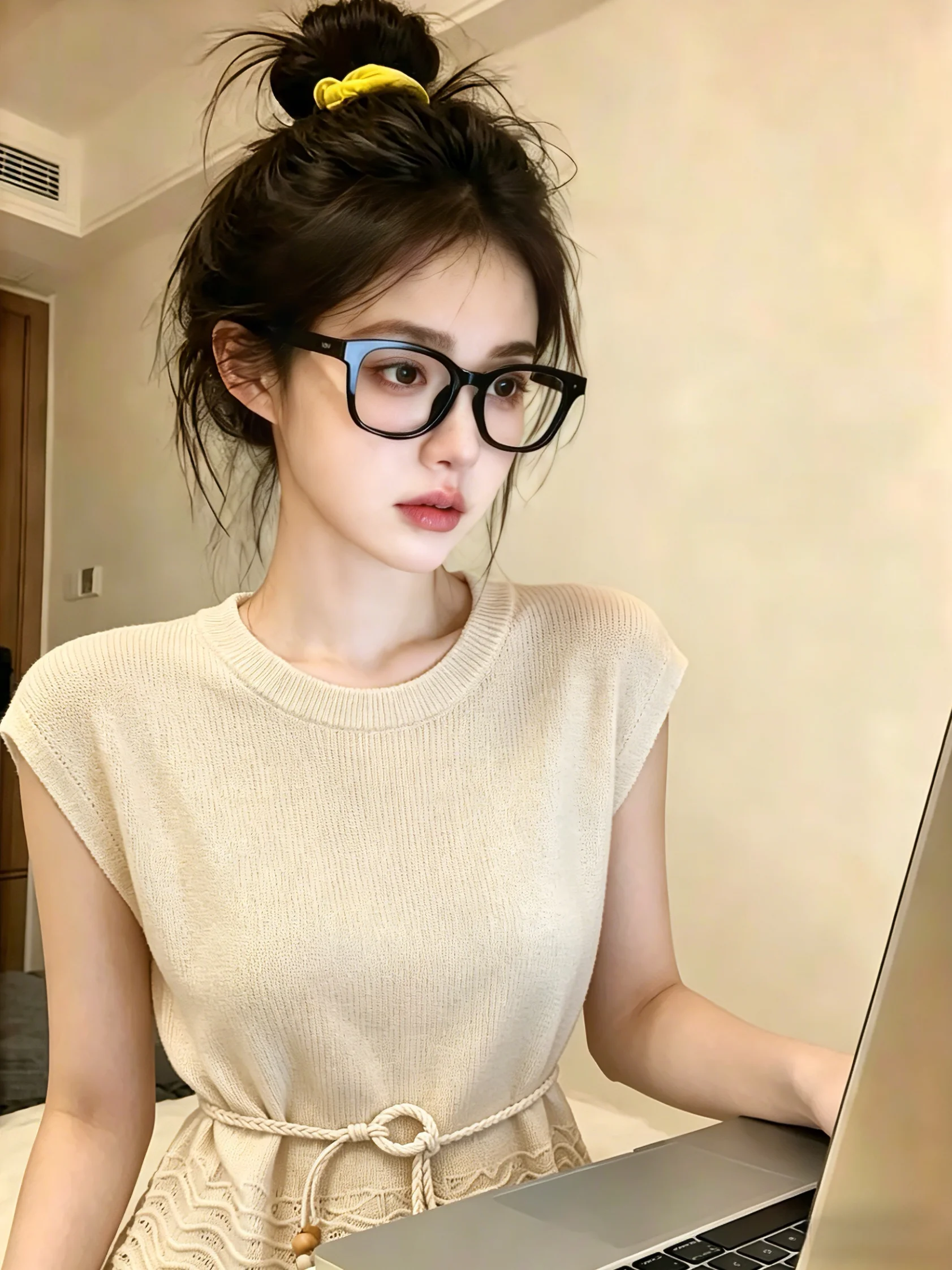 Korean Style round Neck Knitwear Women's Summer New Lazy Fashion Top with Belt Self-Keeping Sleeveless Silk Shirt
Korean Style round Neck Knitwear Women's Summer New Lazy Fashion Top with Belt Self-Keeping Sleeveless Silk Shirt