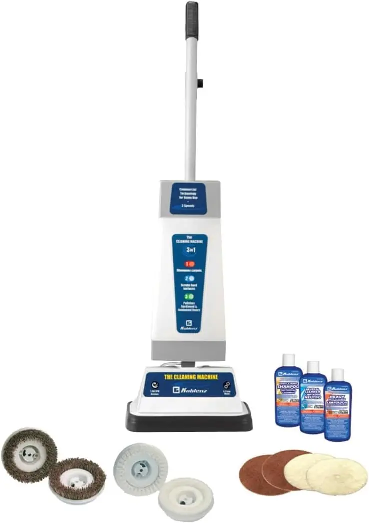 Versatile Floor Cleaner: Shampoos, Polishes, Scrubs, and Buffs Carpets & Hard Floors with 2-Speed Settings, 1100 RPM Motor, 120 oz Tank, 12" Cleaning Path, Twin Brushes, 5' Cord, Accessories Included
Versatile Floor Cleaner: Shampoos, Polishes, Scrubs, and Buffs Carpets & Hard Floors with 2-Speed Settings, 1100 RPM Motor, 120 oz Tank, 12" Cleaning Path, Twin Brushes, 5' Cord, Accessories Included