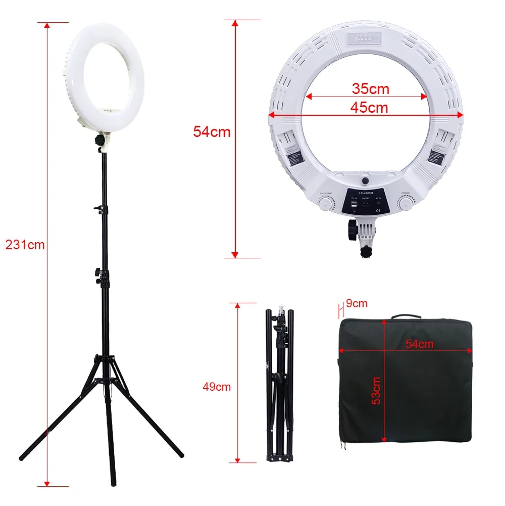 Selfie Ring Light Lamps 45cm With Tripod 18 Inch Yidoblo LX480SII Led Video Studio Light For Phone Camera Ring Light 3200K-5500K
Selfie Ring Light Lamps 45cm With Tripod 18 Inch Yidoblo LX480SII Led Video Studio Light For Phone Camera Ring Light 3200K-5500K