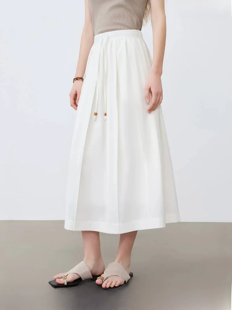 New White Pleated Midi Skirt Women's Color Block Drawstring A-Line Skirt Commute Simple Style High Waist Polyester Fiber
New White Pleated Midi Skirt Women's Color Block Drawstring A-Line Skirt Commute Simple Style High Waist Polyester Fiber