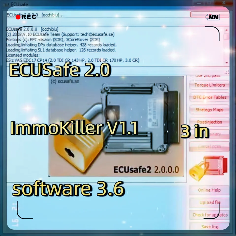 Новейший комплект программного обеспечения ECUSafe 2.0 с ImmoKiller V1.1 и инструментом CarTool V3.6 для автомобильной безопасности и модификации 
Новейший комплект программного обеспечения ECUSafe 2.0 с ImmoKiller V1.1 и инструментом CarTool V3.6 для автомобильной безопасности и модификации