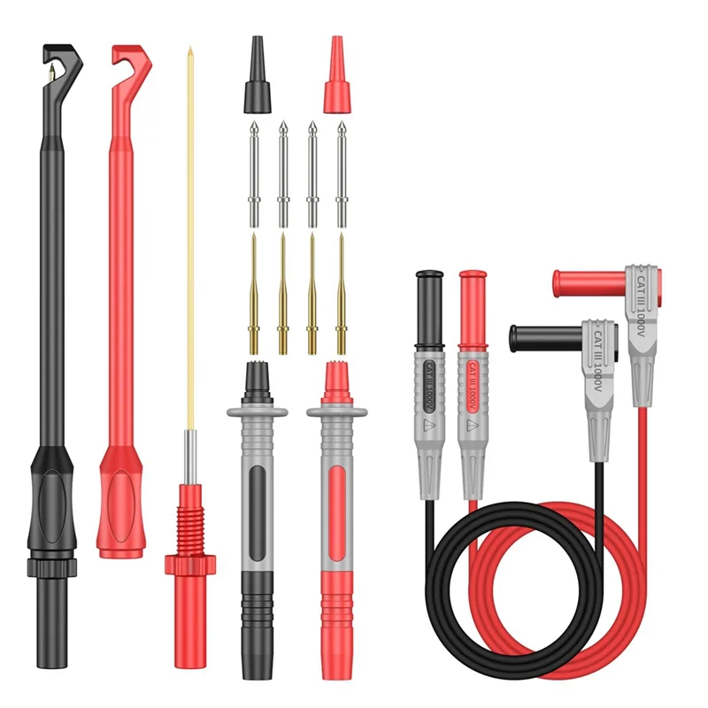 Multimeter Test Leads Kit, Precision Sharp Probe Test Lead Gold-Plated Probe Leads, Banana Test Lead Probe Clip Set
Multimeter Test Leads Kit, Precision Sharp Probe Test Lead Gold-Plated Probe Leads, Banana Test Lead Probe Clip Set