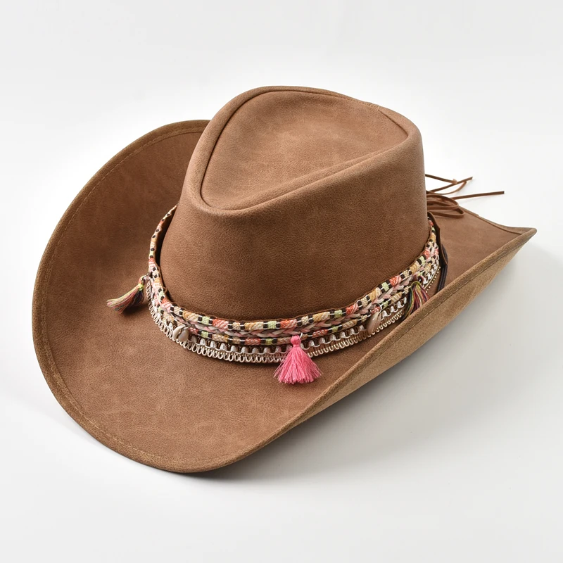 New 100% Leather Men Women Western Cowboy Hat Wide Brim Godfather Hats Gentleman Church Sombrero Hombre Jazz Cap
New 100% Leather Men Women Western Cowboy Hat Wide Brim Godfather Hats Gentleman Church Sombrero Hombre Jazz Cap