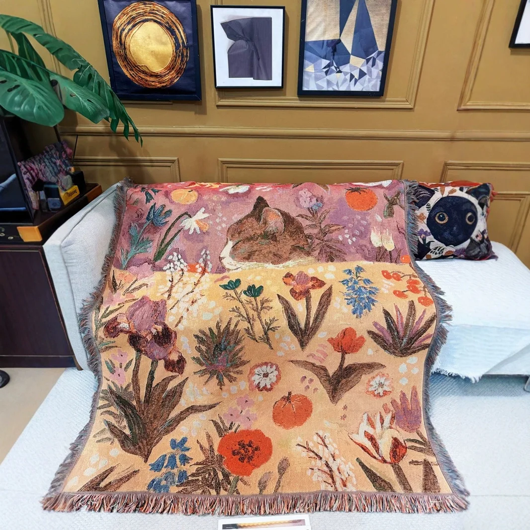 Retro Oil Painting Cartoon Cat Line Blanket Cotton Quilt Single Seat Cover Sofa Towel Decorative Carpet
Retro Oil Painting Cartoon Cat Line Blanket Cotton Quilt Single Seat Cover Sofa Towel Decorative Carpet