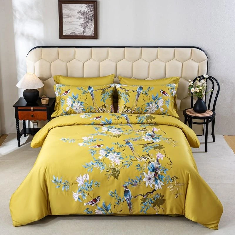 600TC Cotton Luxury Plant bird print bright color bedding set including 1 duvet cover 2 pillowcases Single Double Queen King
600TC Cotton Luxury Plant bird print bright color bedding set including 1 duvet cover 2 pillowcases Single Double Queen King