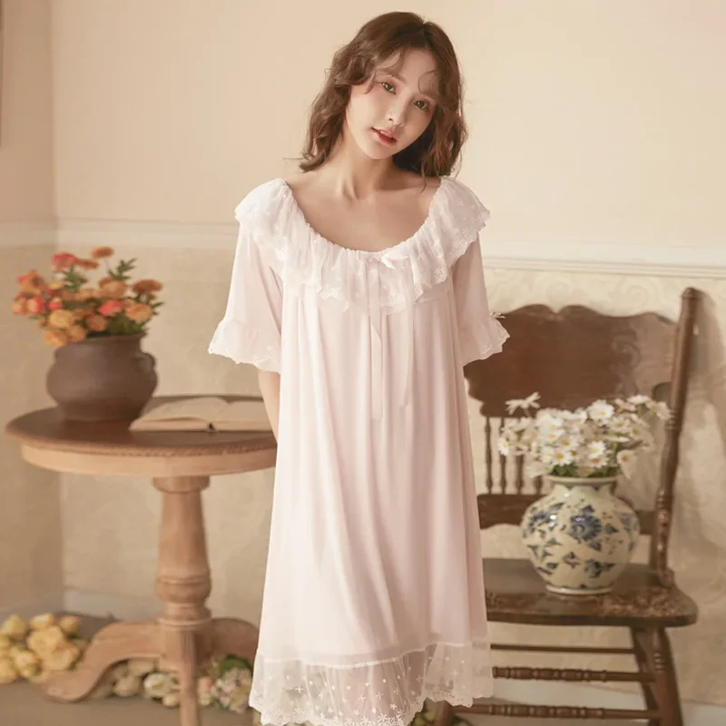 Nightgown Women's Clothing Homewear Summer Thin Lace Elegant Comfortable Breathable Simple Stylish Versatile Loose Large Size
Nightgown Women's Clothing Homewear Summer Thin Lace Elegant Comfortable Breathable Simple Stylish Versatile Loose Large Size