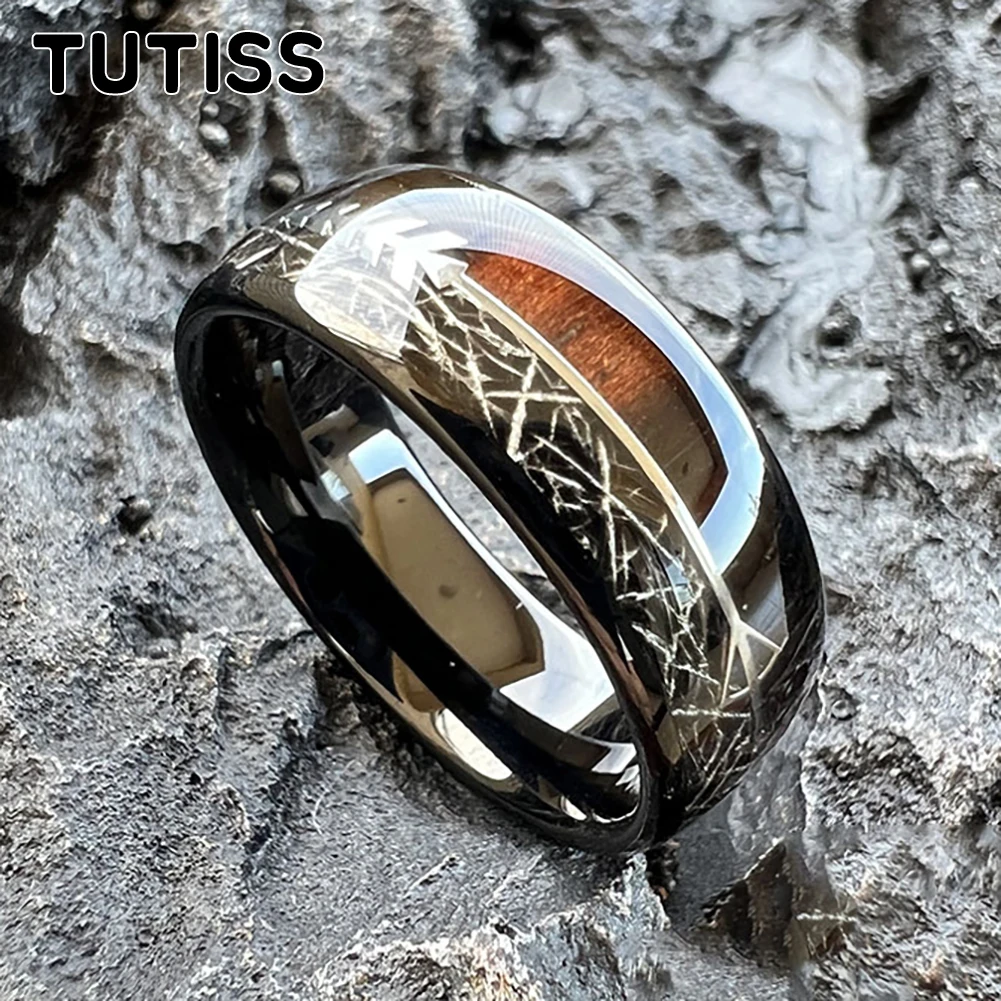 TUTISS 8mm Tungsten Arrow Ring Men's Women's Dome Engagement Wedding Band With Black Wood And Meteorite Inlay Comfort Fit
TUTISS 8mm Tungsten Arrow Ring Men's Women's Dome Engagement Wedding Band With Black Wood And Meteorite Inlay Comfort Fit