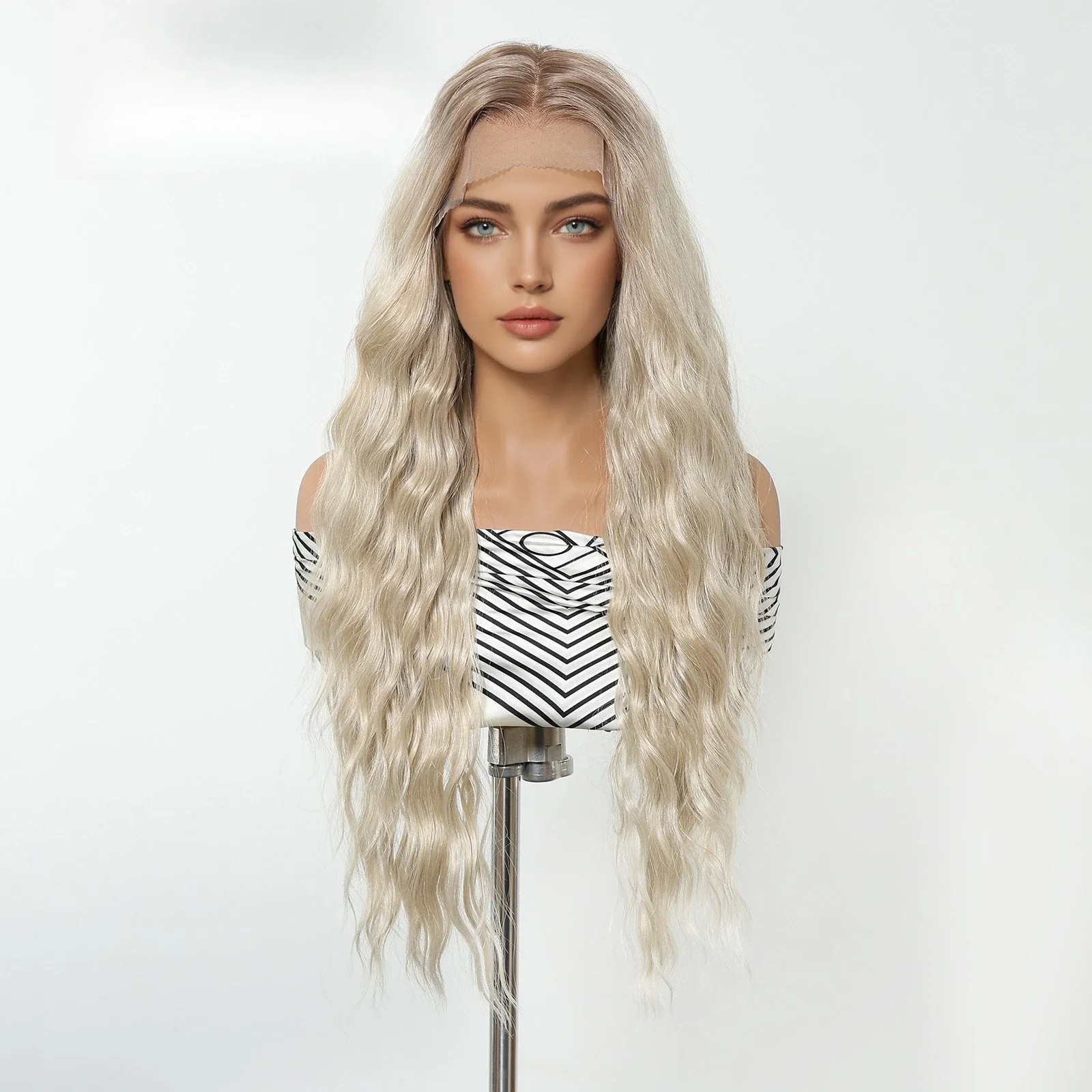 Wig lace 13 * 6 large area medium platinum gradual change long curly hair Internet celebrity babes 
Wig lace 13 * 6 large area medium platinum gradual change long curly hair Internet celebrity babes