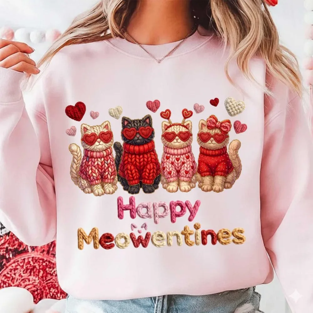 Faux Yarn Print Sweater Happy Meowentine's Funny Cat Lover Sweatshirt Valentine's Day Latch Hook Yarn Heart Cute Cat Valentine
Faux Yarn Print Sweater Happy Meowentine's Funny Cat Lover Sweatshirt Valentine's Day Latch Hook Yarn Heart Cute Cat Valentine
