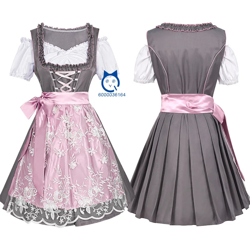 Oktoberfest Outfit Bavarian Gray and Brown Lace Square Neck Female Beer Dress Pink Lace Apron Fancy Masquerade Party Costume
Oktoberfest Outfit Bavarian Gray and Brown Lace Square Neck Female Beer Dress Pink Lace Apron Fancy Masquerade Party Costume