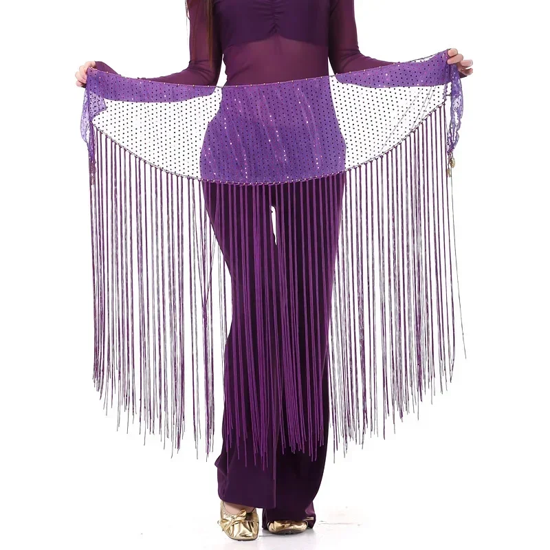 New Style 10 Colors Belly Dance Practice Clothes Accessories Stretchy Long Tassel Triangle Belt Sequins Belly Dance Hip Scarf
New Style 10 Colors Belly Dance Practice Clothes Accessories Stretchy Long Tassel Triangle Belt Sequins Belly Dance Hip Scarf