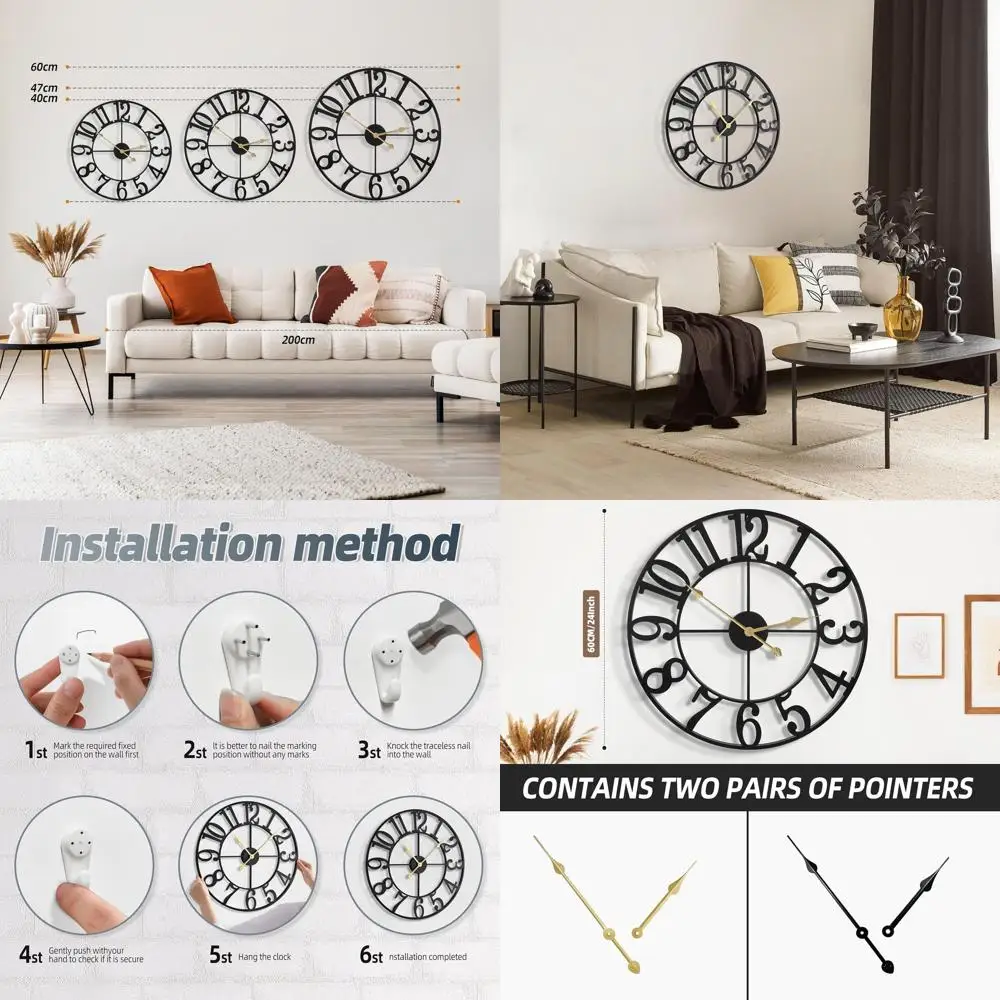 24 Black Metal Silent Round Wall Clock, Modern Vintage Style, Battery-Powered, Ideal for Home, Kitchen, Office, and Farmhouse De
24 Black Metal Silent Round Wall Clock, Modern Vintage Style, Battery-Powered, Ideal for Home, Kitchen, Office, and Farmhouse De