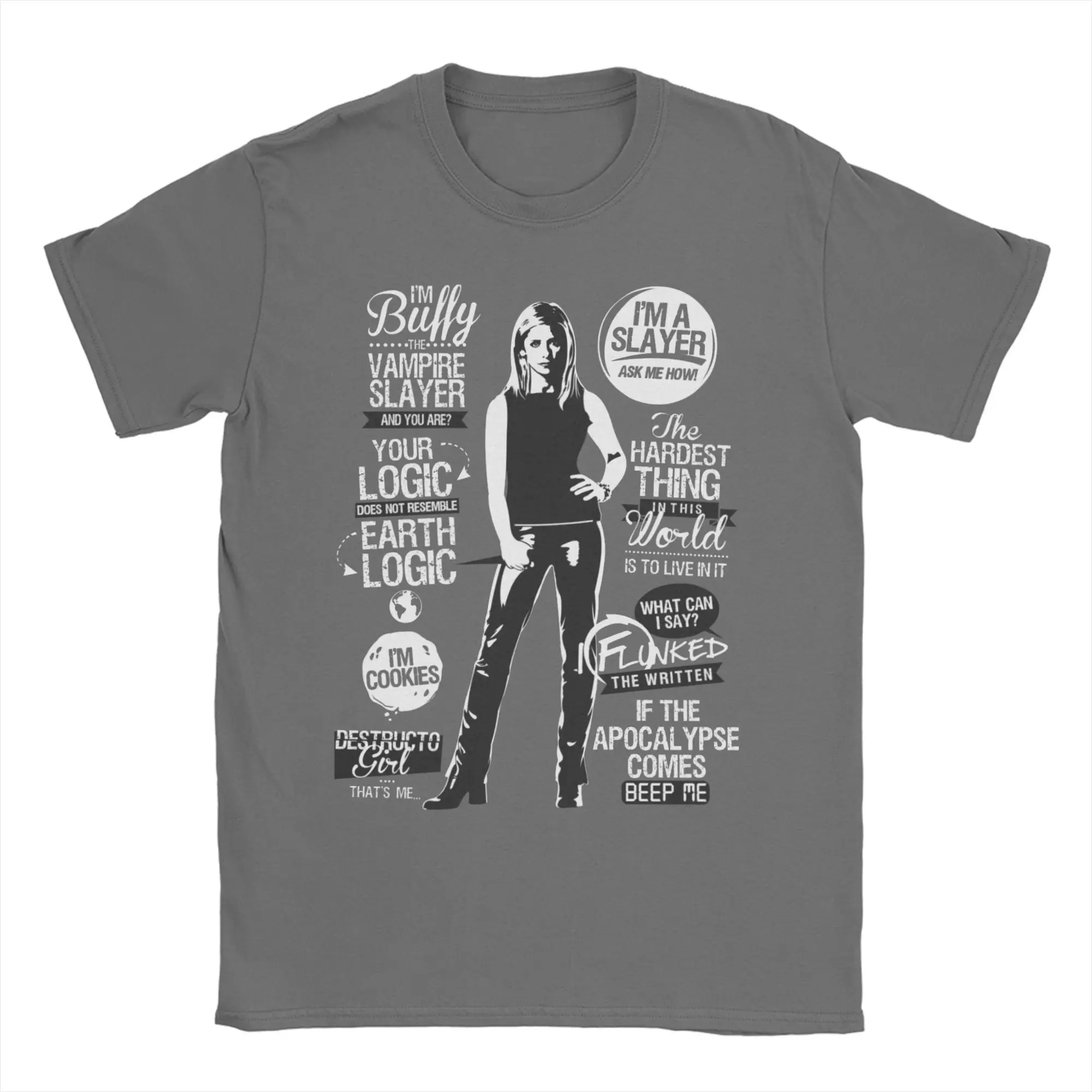 Quotes of a Slayer Buffy the Vampire Slayer Men Women's T Shirt Crazy Tees Short Sleeve T-Shirts Cotton Gift Idea Clothes
Quotes of a Slayer Buffy the Vampire Slayer Men Women's T Shirt Crazy Tees Short Sleeve T-Shirts Cotton Gift Idea Clothes