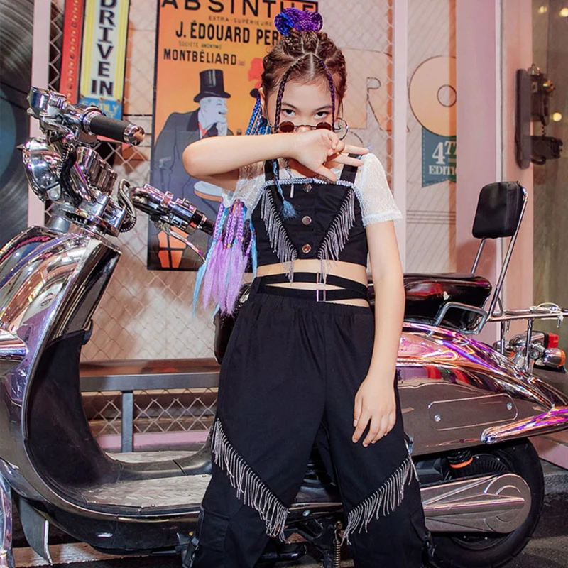 New Kpop Hip Hop Clothes Black Fringe Vest Pants Kids Jazz Dance Stage Performance Costumes Child Street Dance Clothing DQL7374
New Kpop Hip Hop Clothes Black Fringe Vest Pants Kids Jazz Dance Stage Performance Costumes Child Street Dance Clothing DQL7374