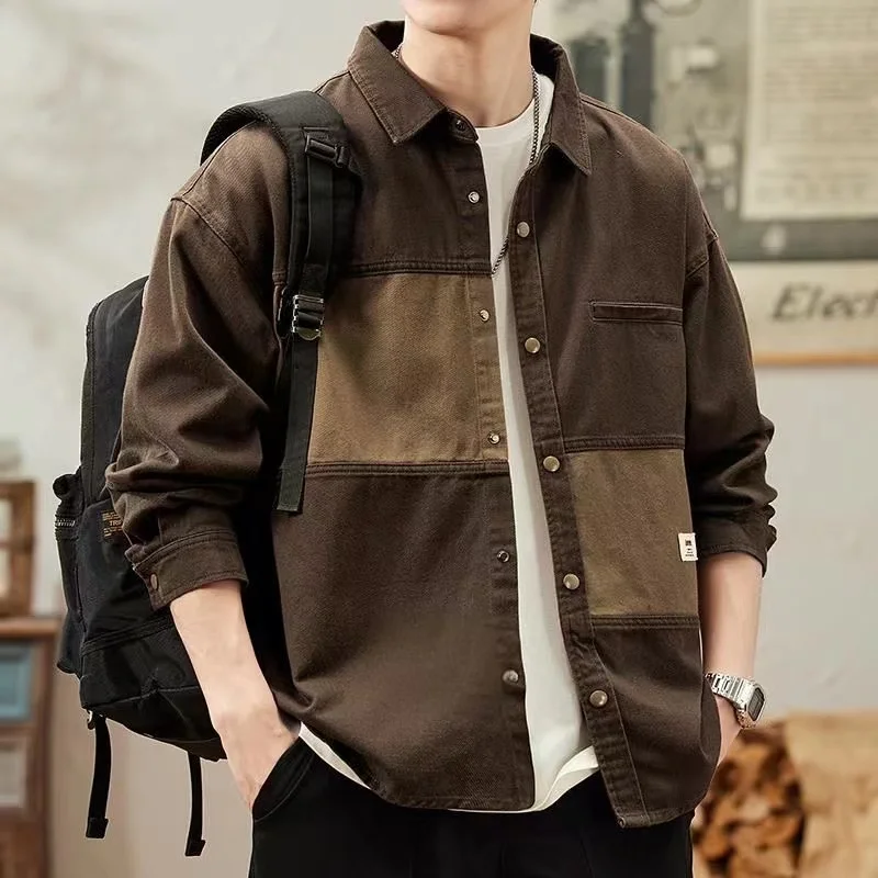 American Vintage Denim Shirt For Men Heavy Weight Patchwork Jacket Spring Autumn Trendy Loose Shirts Coat Streetwear Casual Top
American Vintage Denim Shirt For Men Heavy Weight Patchwork Jacket Spring Autumn Trendy Loose Shirts Coat Streetwear Casual Top