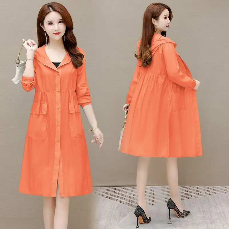 Sunscreen Clothing Women Summer Jacket 2026 New Solid Hooded Thin Mid Long Jacket Coat Female UV Protection Sunscreen Outerwear
Sunscreen Clothing Women Summer Jacket 2026 New Solid Hooded Thin Mid Long Jacket Coat Female UV Protection Sunscreen Outerwear
