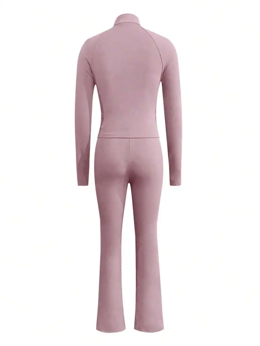 Womens Casual Stand Collar Long Sleeve Solid Color Zipper Top And Yoga Pants Set Spring
Womens Casual Stand Collar Long Sleeve Solid Color Zipper Top And Yoga Pants Set Spring
