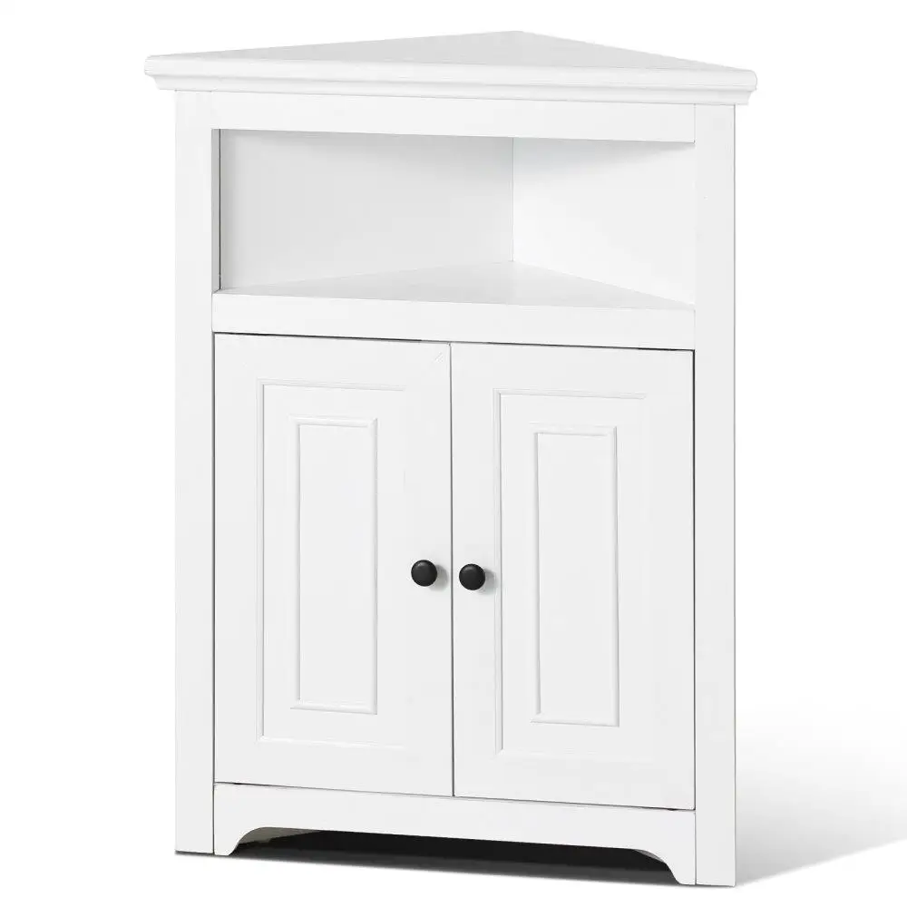 32 Corner Storage Cabinet Double Wooden Door Adjustable Shelf Storage White Color
32 Corner Storage Cabinet Double Wooden Door Adjustable Shelf Storage White Color