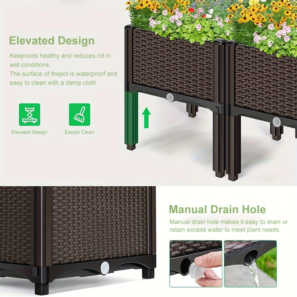 Elevated Plastic Raised Garden Bed Planter Above Ground Flower Vegetable Standing Boxes Raised Garden Beds with Legs Garden Box
Elevated Plastic Raised Garden Bed Planter Above Ground Flower Vegetable Standing Boxes Raised Garden Beds with Legs Garden Box