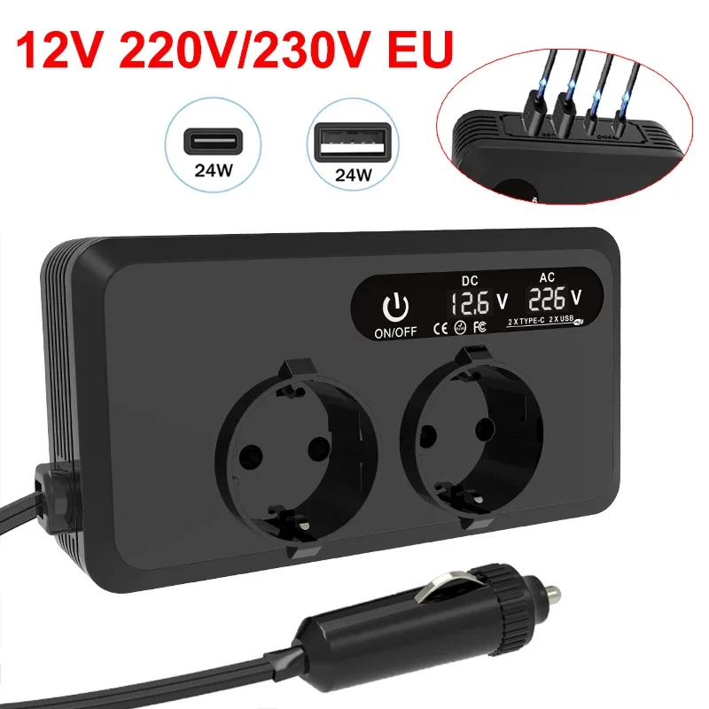 Car Inverter 200W DC 12V to AC 220V 230V Car Inverter Converter Auto Power Adapter USB Type C EU Universal Socket Power Adapter
Car Inverter 200W DC 12V to AC 220V 230V Car Inverter Converter Auto Power Adapter USB Type C EU Universal Socket Power Adapter