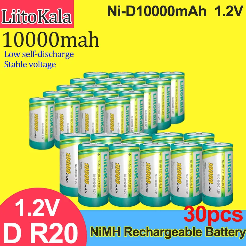 30PCS LiitoKala Ni-D10000 D1.2V NiMh Rechargeable Battey D 10000mAh for Water Heater Gas Stove Burglar Alarm and Shaver
30PCS LiitoKala Ni-D10000 D1.2V NiMh Rechargeable Battey D 10000mAh for Water Heater Gas Stove Burglar Alarm and Shaver