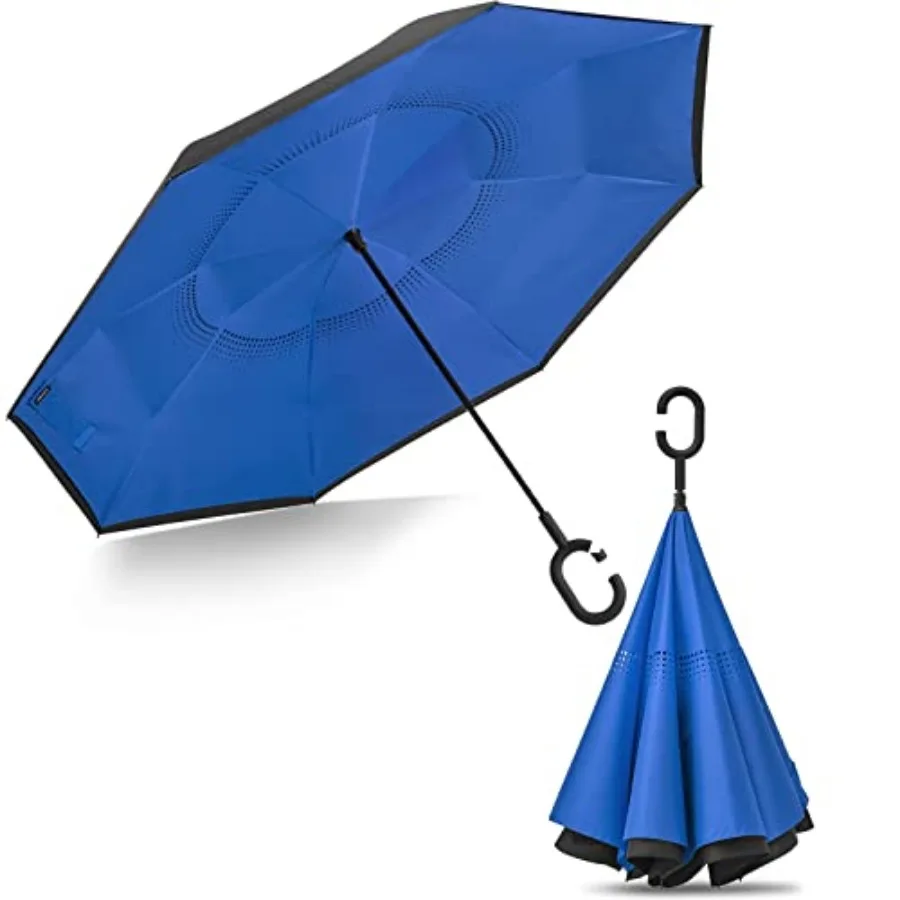 Large Inverted Reverse Umbrella with C-Shaped Handle, Windproof Double Layer Upside Down Car Rain Umbrellas for Men Women
Large Inverted Reverse Umbrella with C-Shaped Handle, Windproof Double Layer Upside Down Car Rain Umbrellas for Men Women