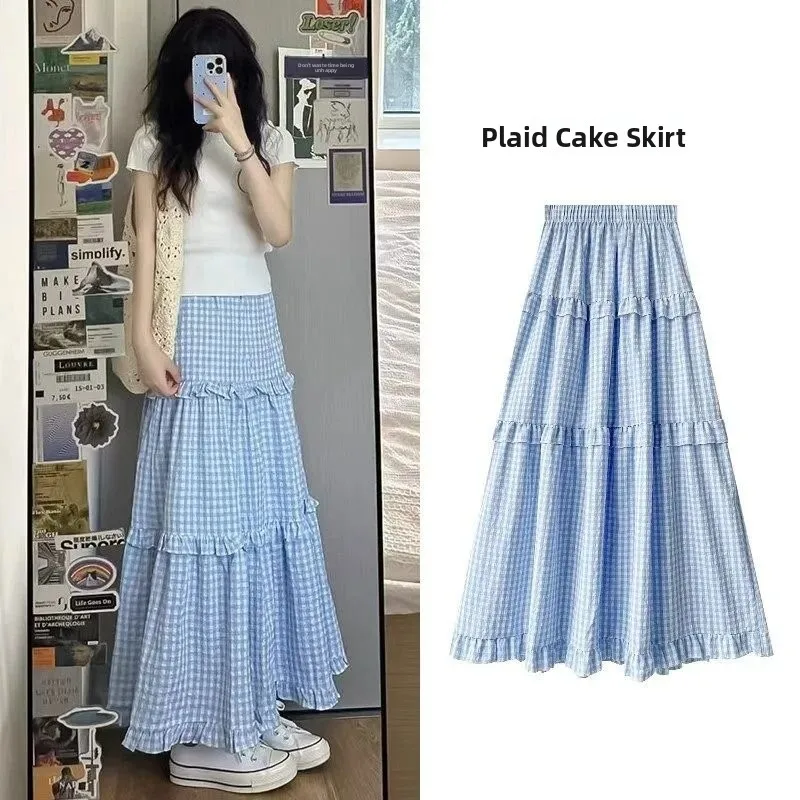 Blue Gentle Plaid High Waist A-Line Midi Skirt Women's Summer 2025 New Style Polyester Fiber 100% Midi Skirt
Blue Gentle Plaid High Waist A-Line Midi Skirt Women's Summer 2025 New Style Polyester Fiber 100% Midi Skirt