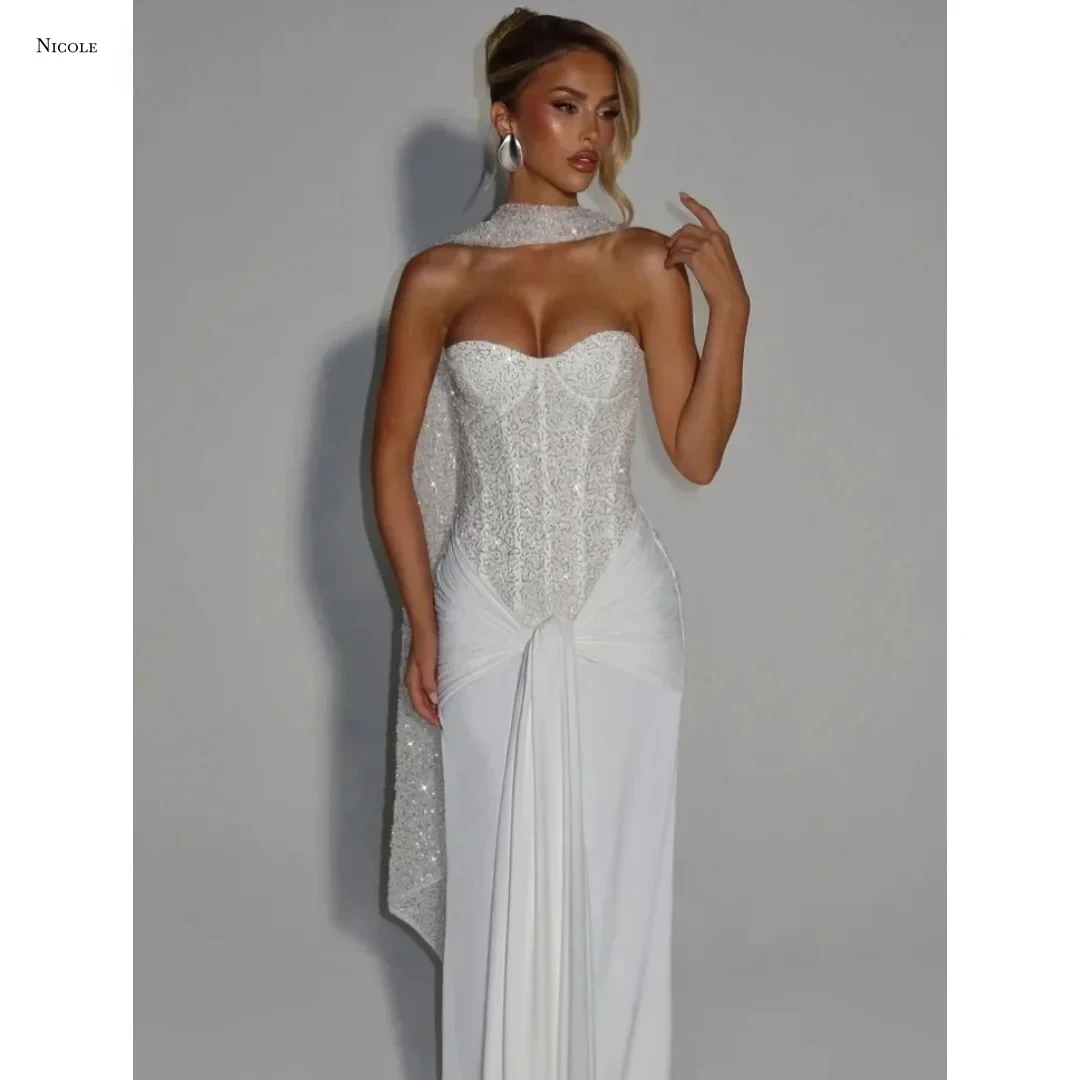 Nicole Ribbon Prom Dress Elegant Evening Party Dresses for Women Custom Made White Sequins Wedding Dresses Wedding Robe Soiree
Nicole Ribbon Prom Dress Elegant Evening Party Dresses for Women Custom Made White Sequins Wedding Dresses Wedding Robe Soiree