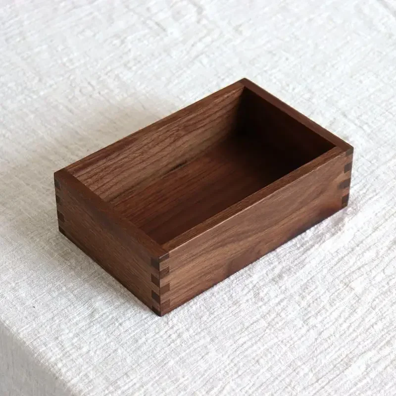 Black Walnut Open Storage Box Wooden Box with Dovetail Joint Structure Solid Wood Organizer for Desk or Coffee Table
Black Walnut Open Storage Box Wooden Box with Dovetail Joint Structure Solid Wood Organizer for Desk or Coffee Table