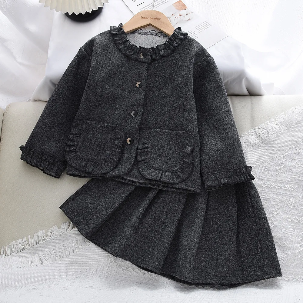 Autumn Winter Baby and Girls Solid Ruffled Patchwork Single-Breasted Coat+Pleated Dress Kid 2PCS Skirt Set Children Outfit 2-7Yr
Autumn Winter Baby and Girls Solid Ruffled Patchwork Single-Breasted Coat+Pleated Dress Kid 2PCS Skirt Set Children Outfit 2-7Yr