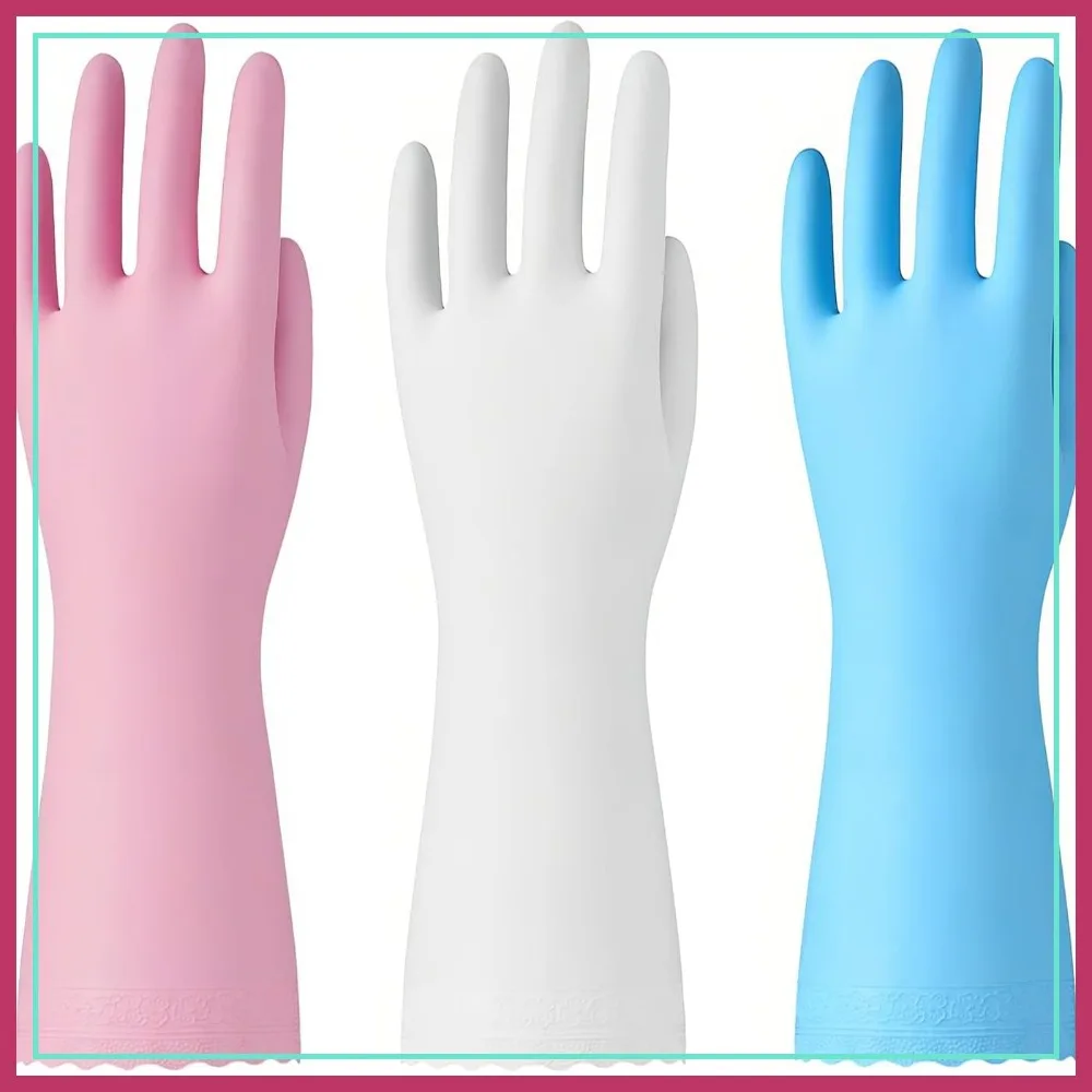 3 Pairs Kitchen Rubber Cleaning Gloves with Cotton Liner - Non-Slip Waterproof Dishwashing Gloves (Medium, Blue+Pink+White)
3 Pairs Kitchen Rubber Cleaning Gloves with Cotton Liner - Non-Slip Waterproof Dishwashing Gloves (Medium, Blue+Pink+White)