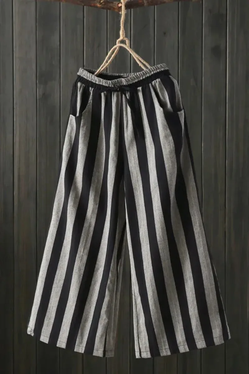 Women's Linen Blend Striped Wide Leg Pants High Waist Casual Loose Trousers
Women's Linen Blend Striped Wide Leg Pants High Waist Casual Loose Trousers
