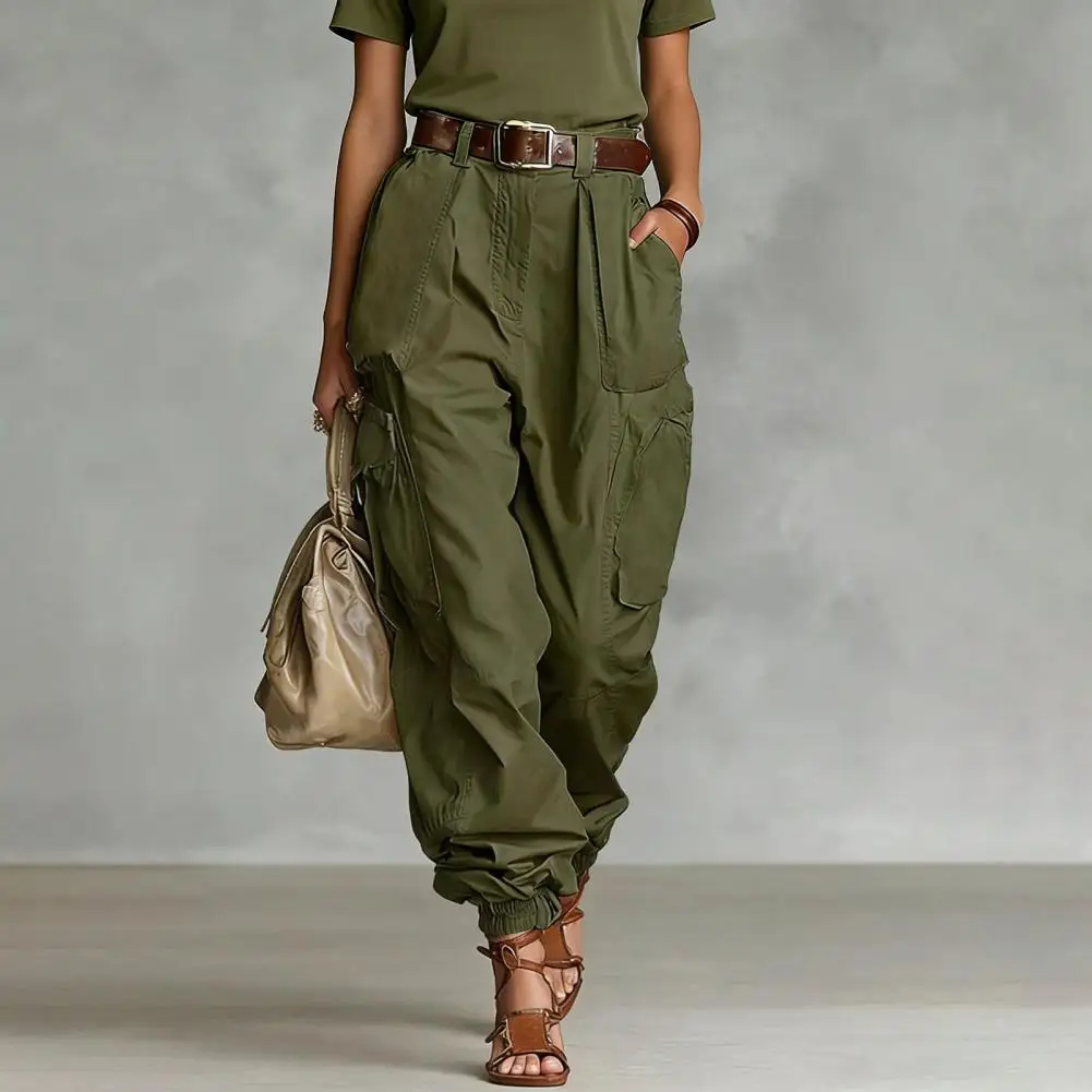 Ladies' Street Style High Waisted Work Pants Loose Wide Leg Pants Non Stretch Solid Color Pants Ankle Length Cargo Trousers
Ladies' Street Style High Waisted Work Pants Loose Wide Leg Pants Non Stretch Solid Color Pants Ankle Length Cargo Trousers
